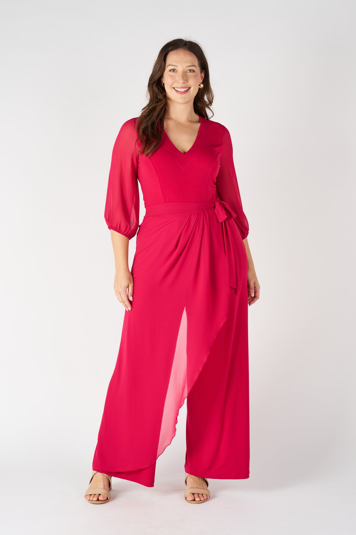 Berry Rose Chiffon Jumpsuit