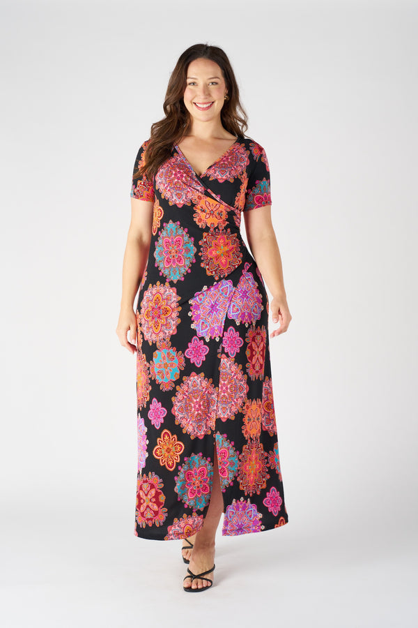 Emma Printed True  Wrap Dress Soft Knit