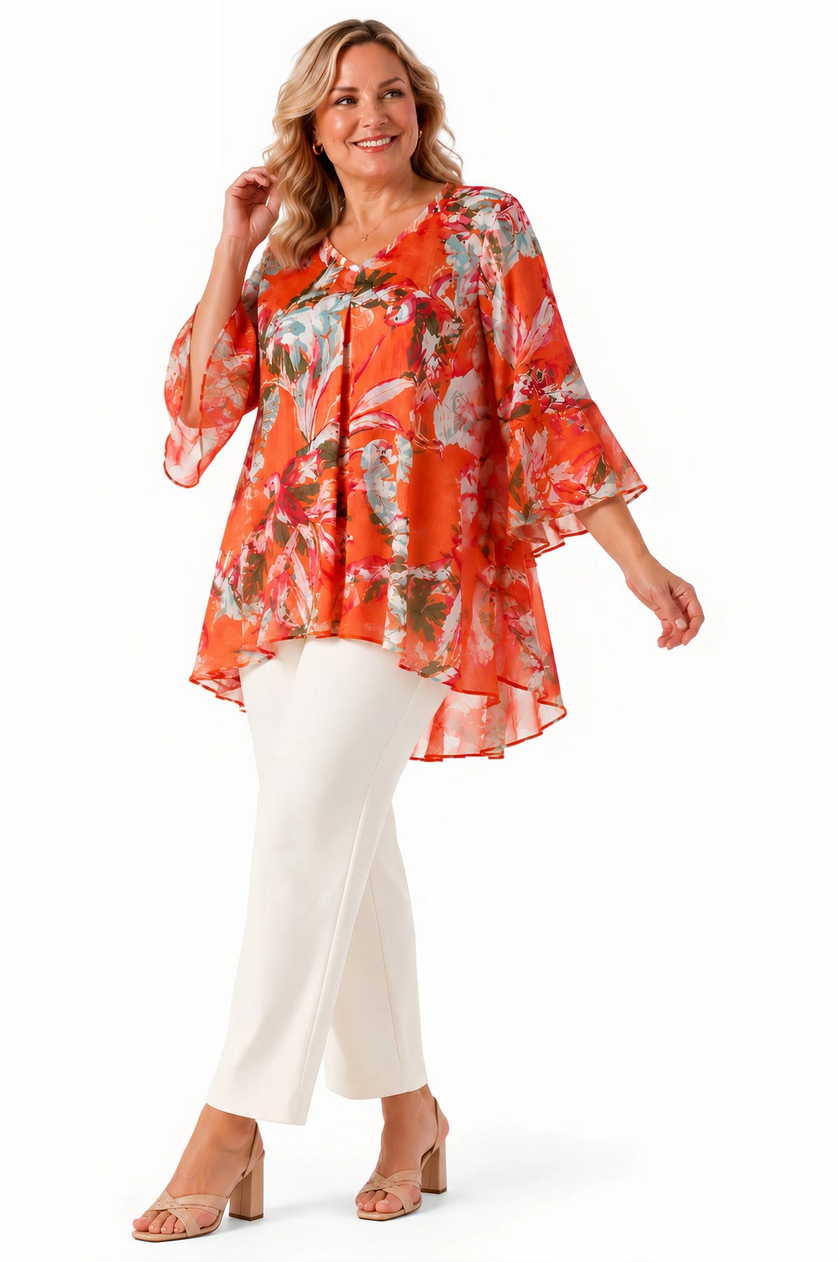 V-Neck Blouse with Front Tuck