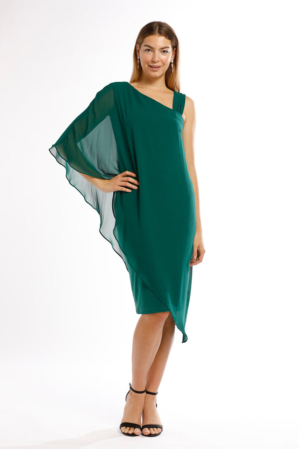 Twilight One-Shoulder Chiffon Overlay Dress