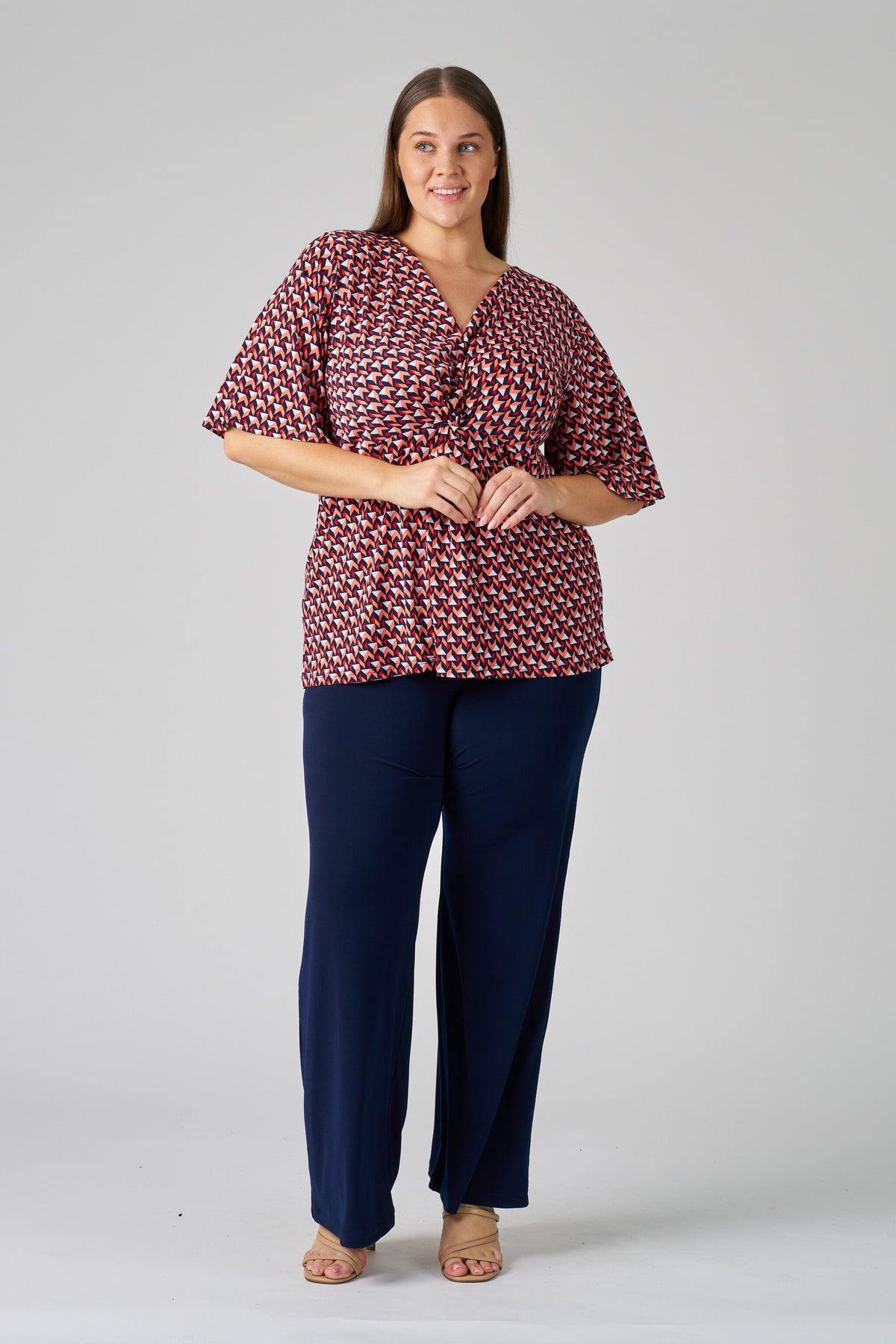 Monica Printed Twist Front Top