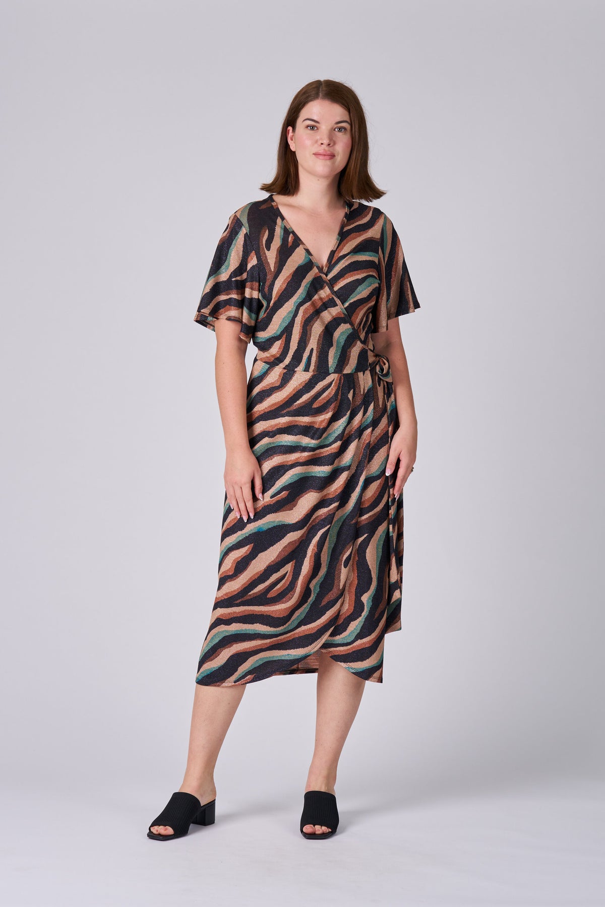 Print Animal Sparkle Wrap Dress