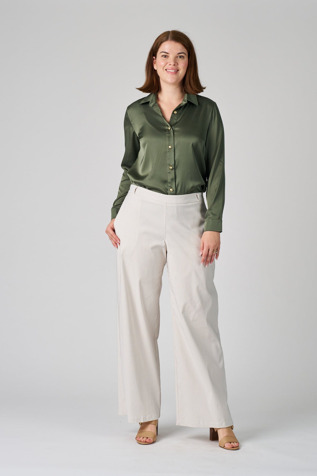 The Riviera Stripe | High-Waisted Wide-Leg Trouser
