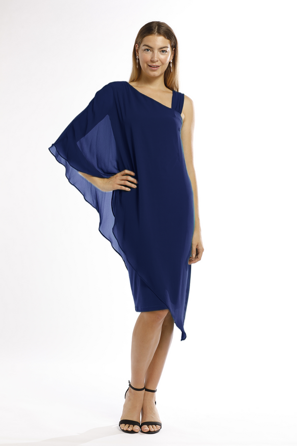 Twilight One-Shoulder Chiffon Overlay Dress