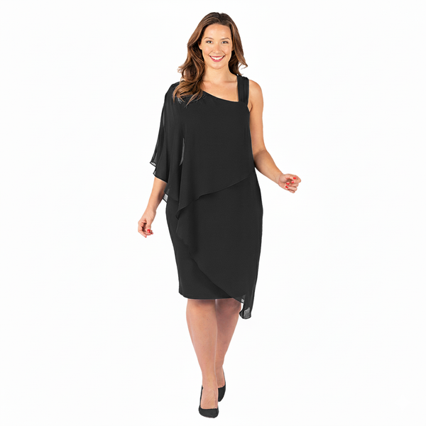 Twilight One-Shoulder Chiffon Overlay Dress