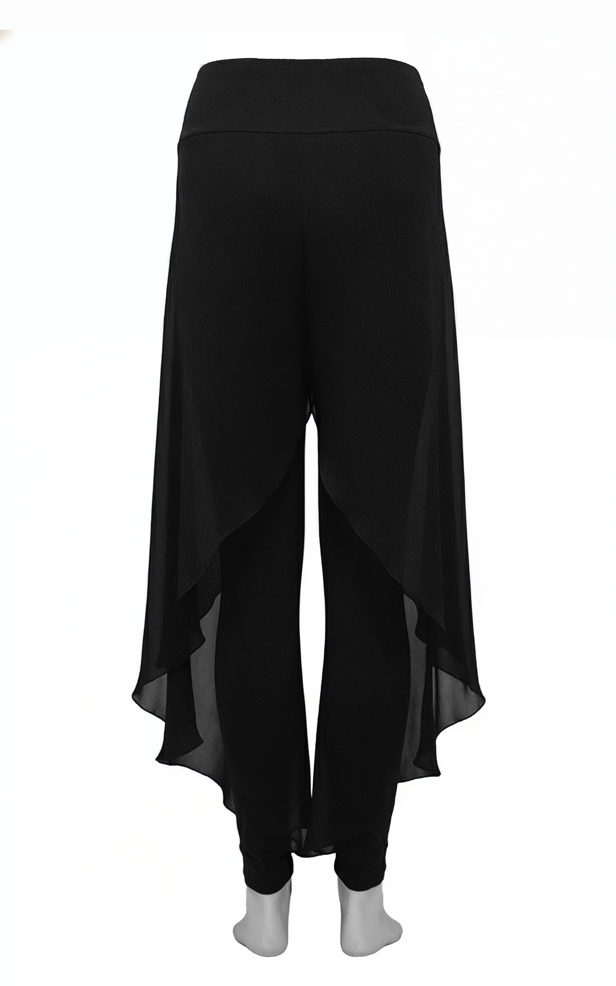 Plain Chiffon Overlay Wrap Pant Easy Blend Style