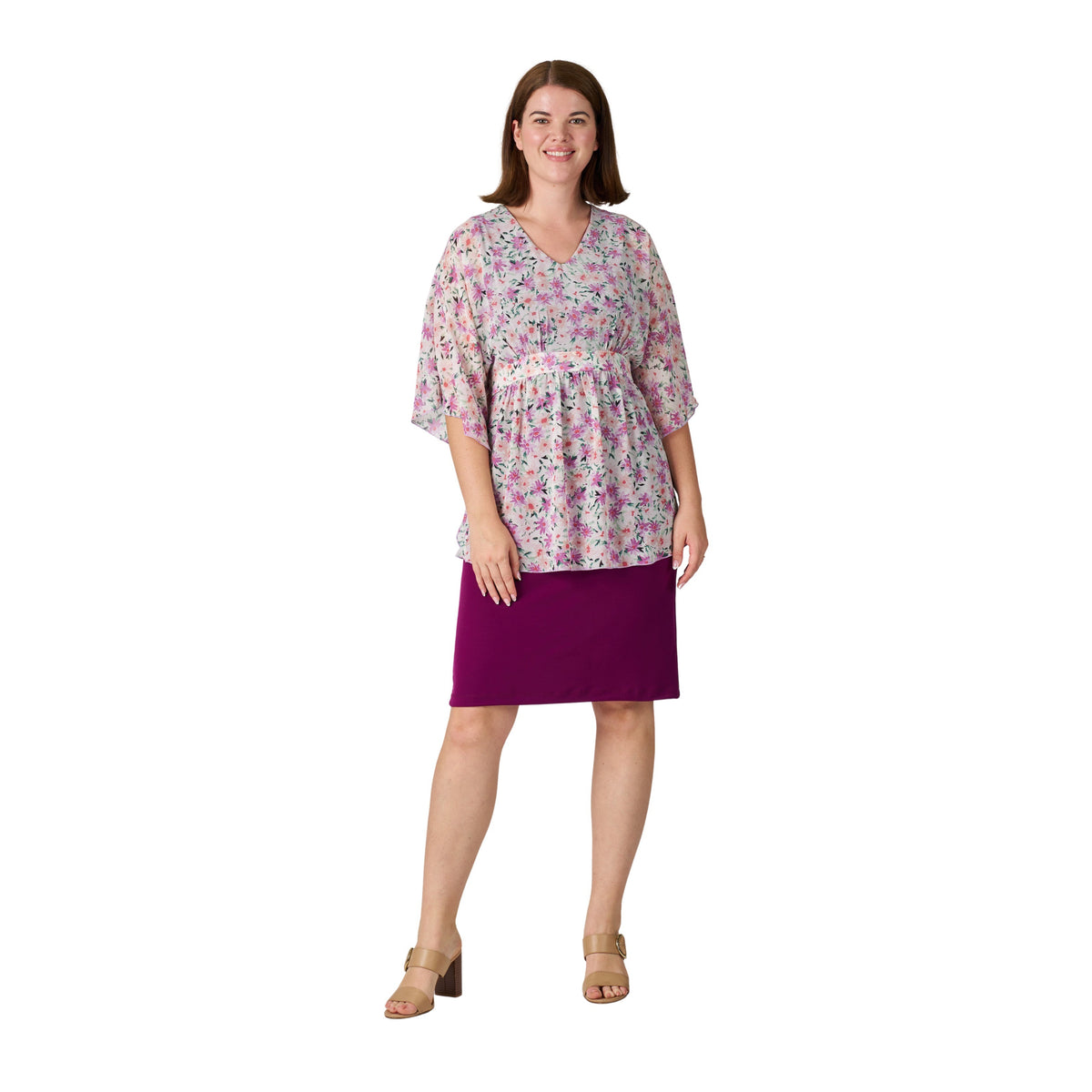 Chiffon Overlay Dress with Bust Ties