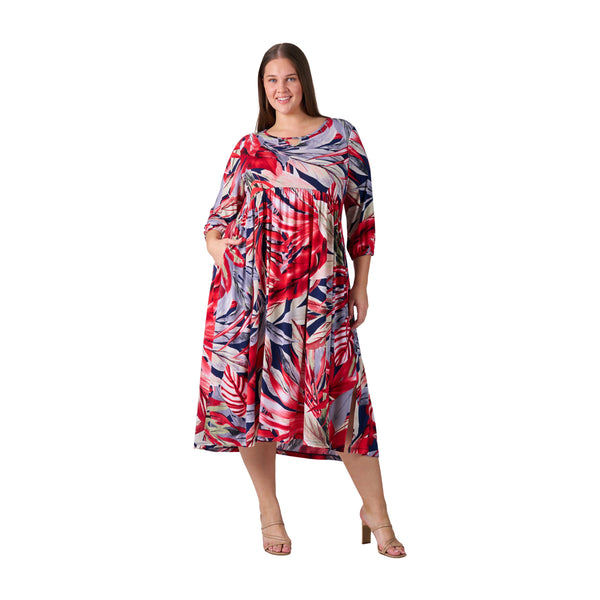 Tropical Dream 3/4 Sleeve Midi Dress