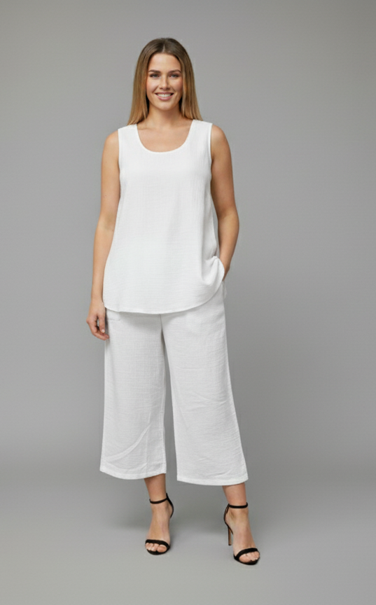 The Breeze: Double Cloth Cotton Cropped Pants