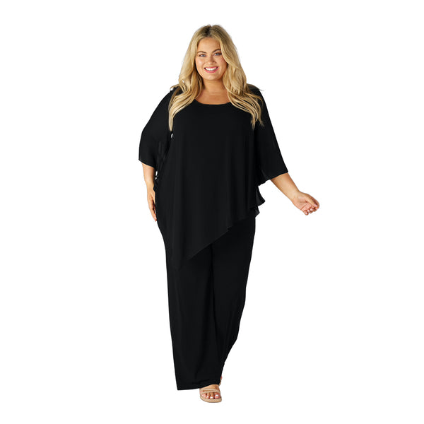 Asymmetric Chiffon Drape Tunic