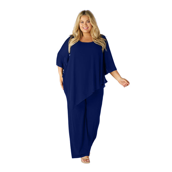 Asymmetric Chiffon Drape Tunic