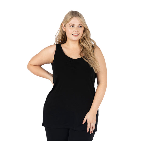 The Essential Drape: Ruched Longline Knit Singlet