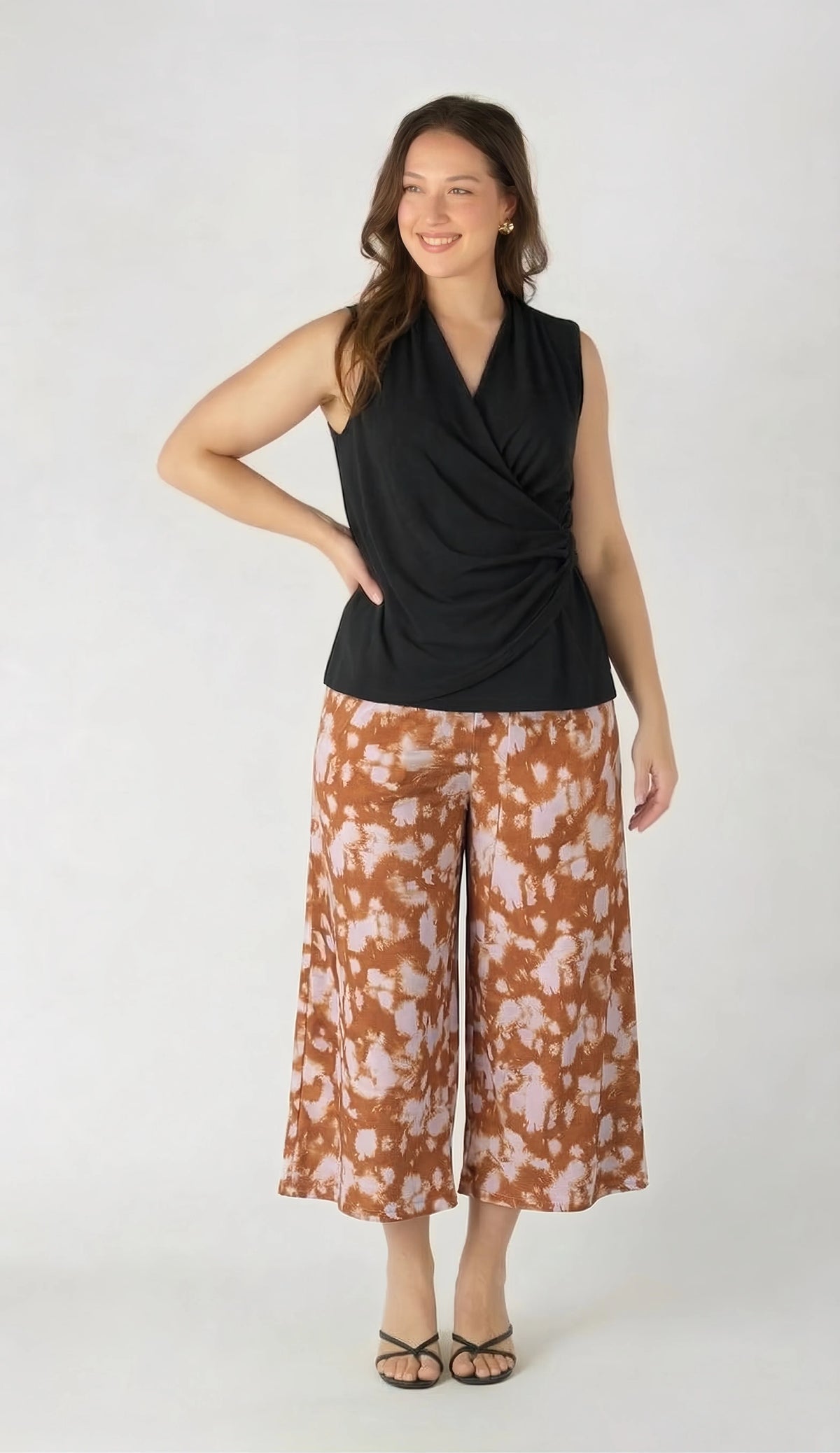 7/8 Elastic Waist Printed Knit Pant