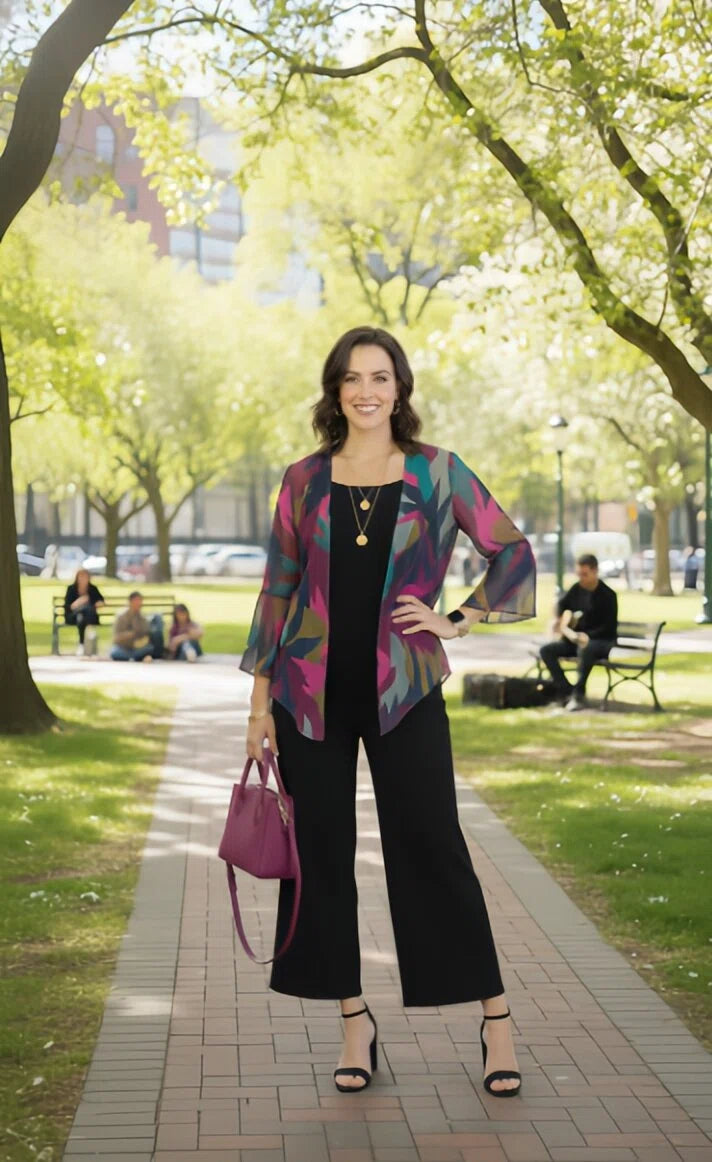 Elegant Printed Chiffon Jacket