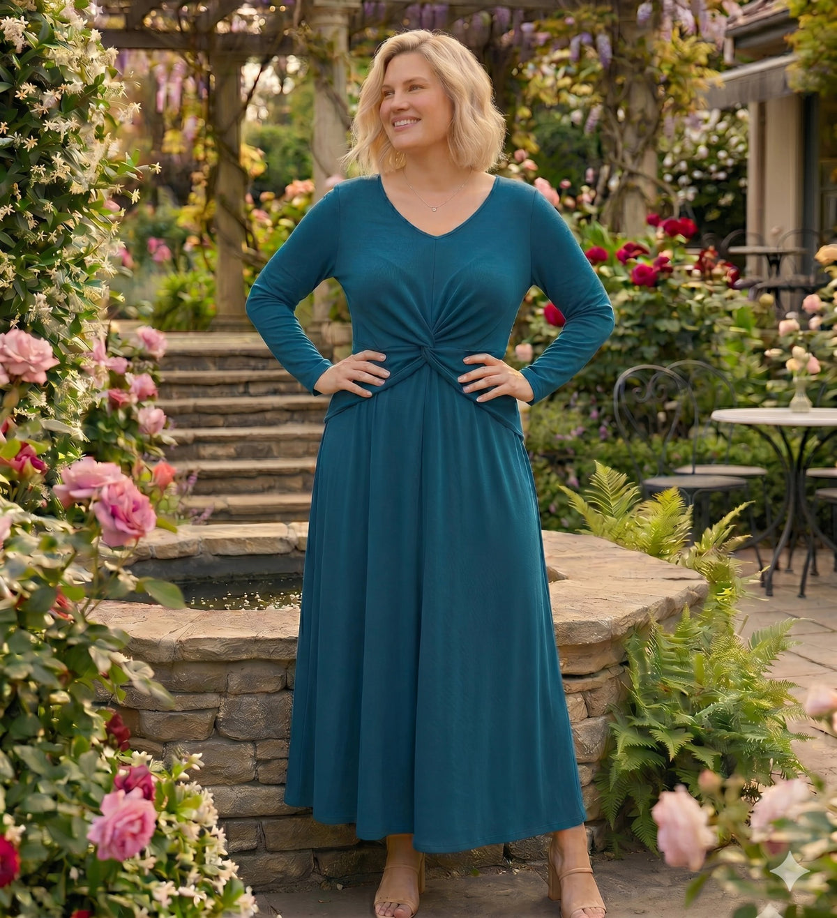 Elara Grace Twist Midi Dress