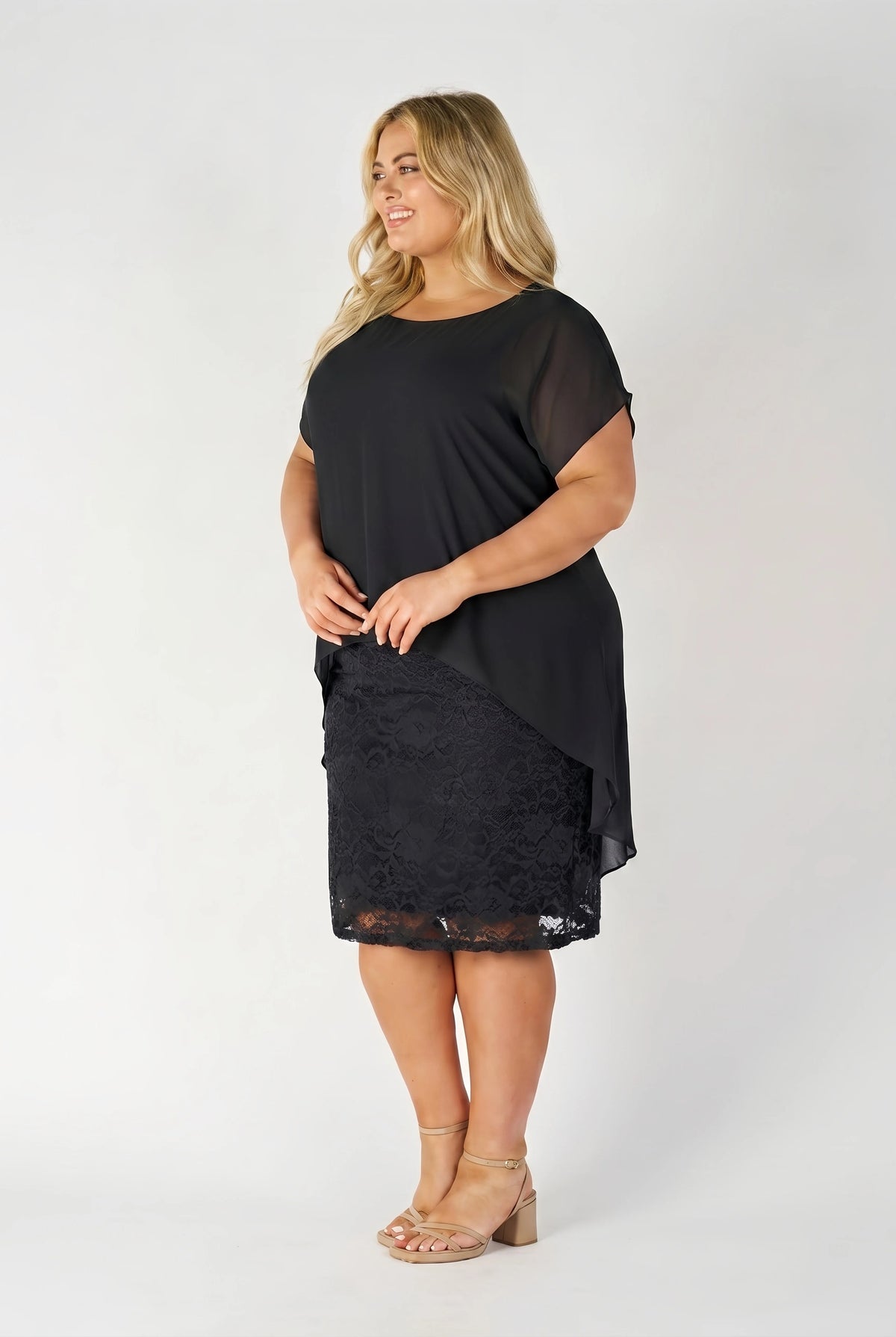 Luxe Lace & Chiffon Dress Set