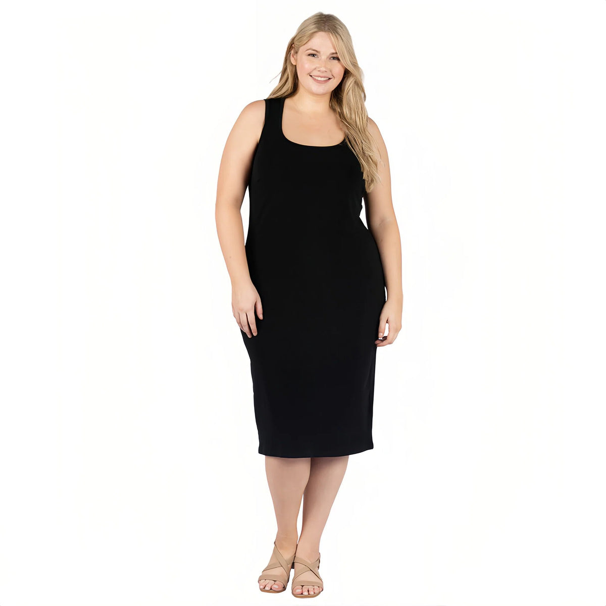 The "Pop of Paradise" Sleeveless Midi Dress