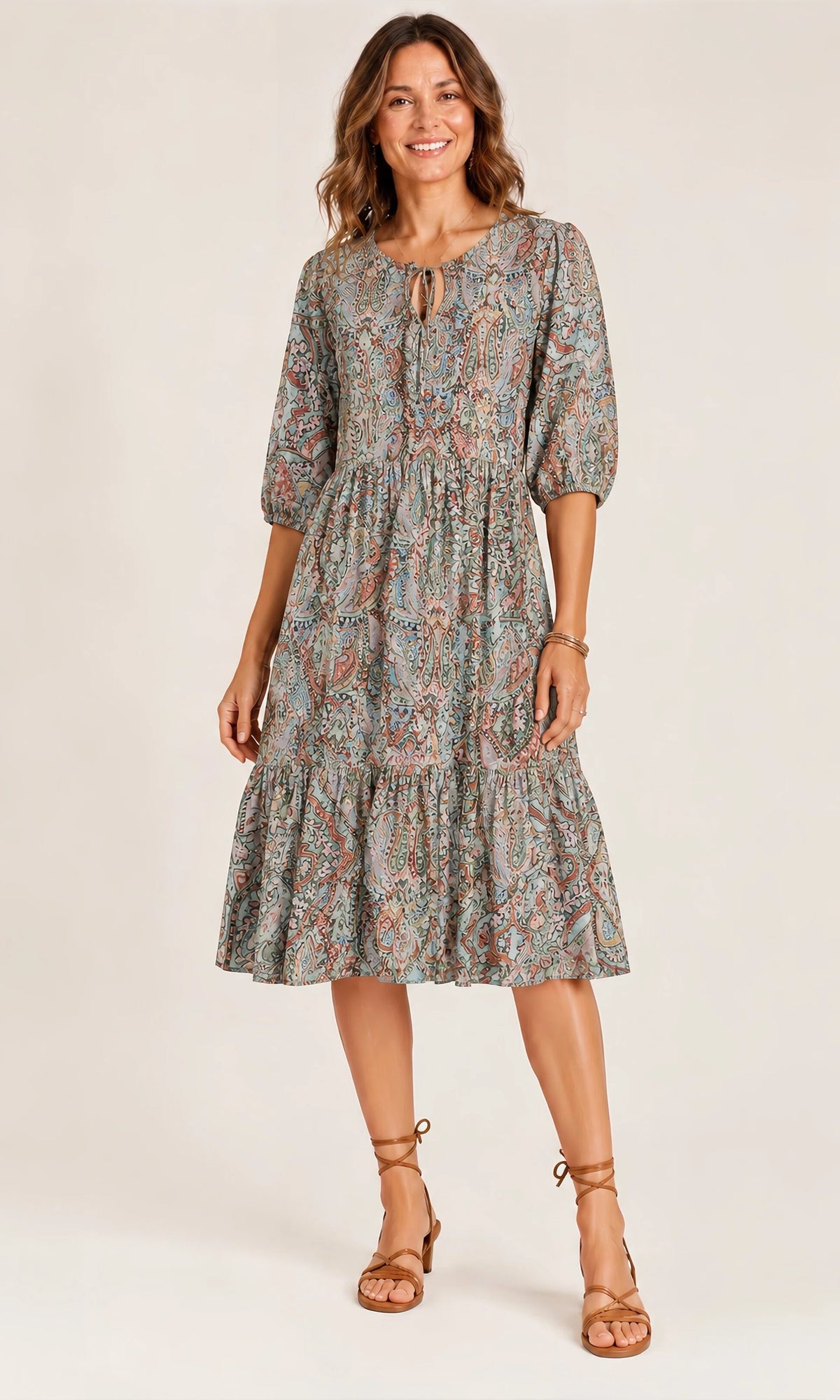 Paisley Cotton Midi Dress