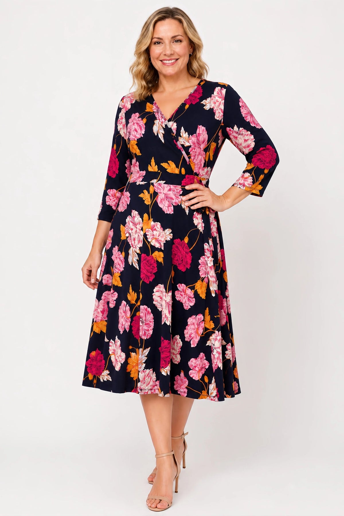 Faux Wrap A-Line Dress for Effortless Elegance