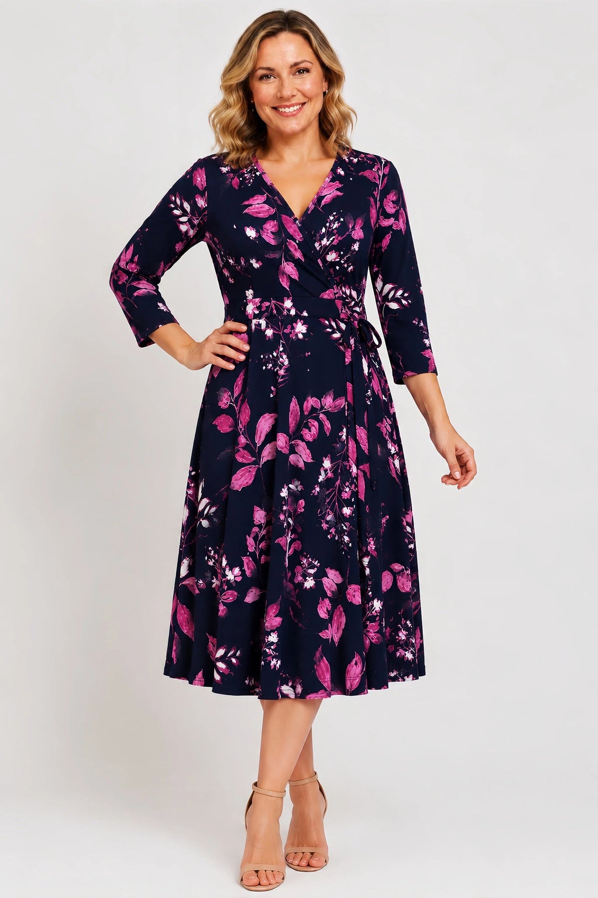 Faux Wrap A-Line Dress for Effortless Elegance
