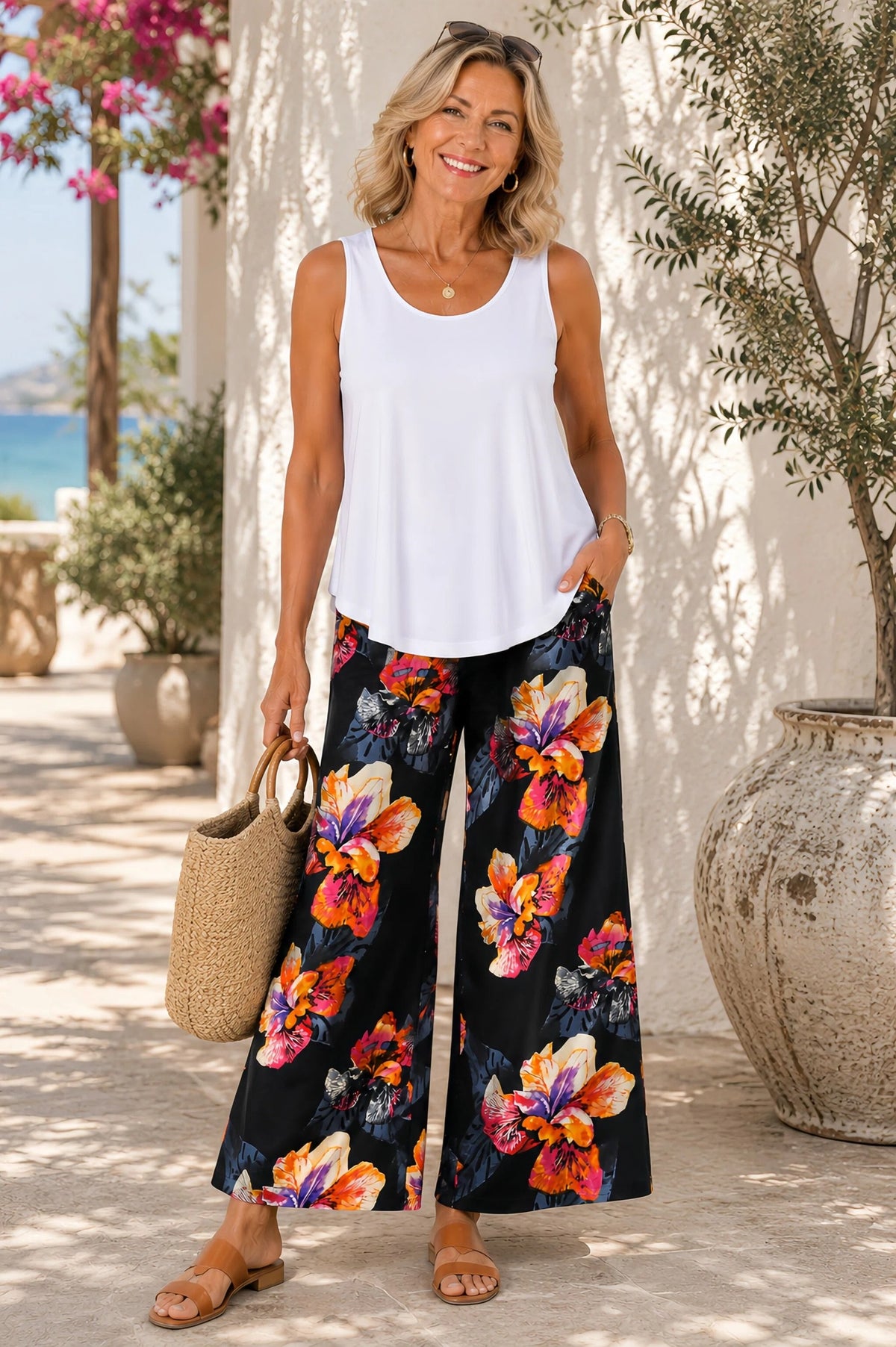 Effortless Wide-Leg Print Pant