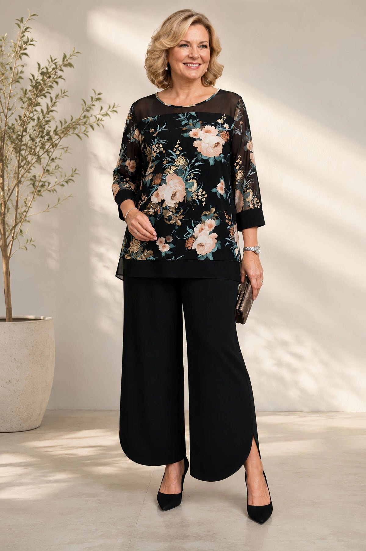 Hannah Floral Print Mesh Top