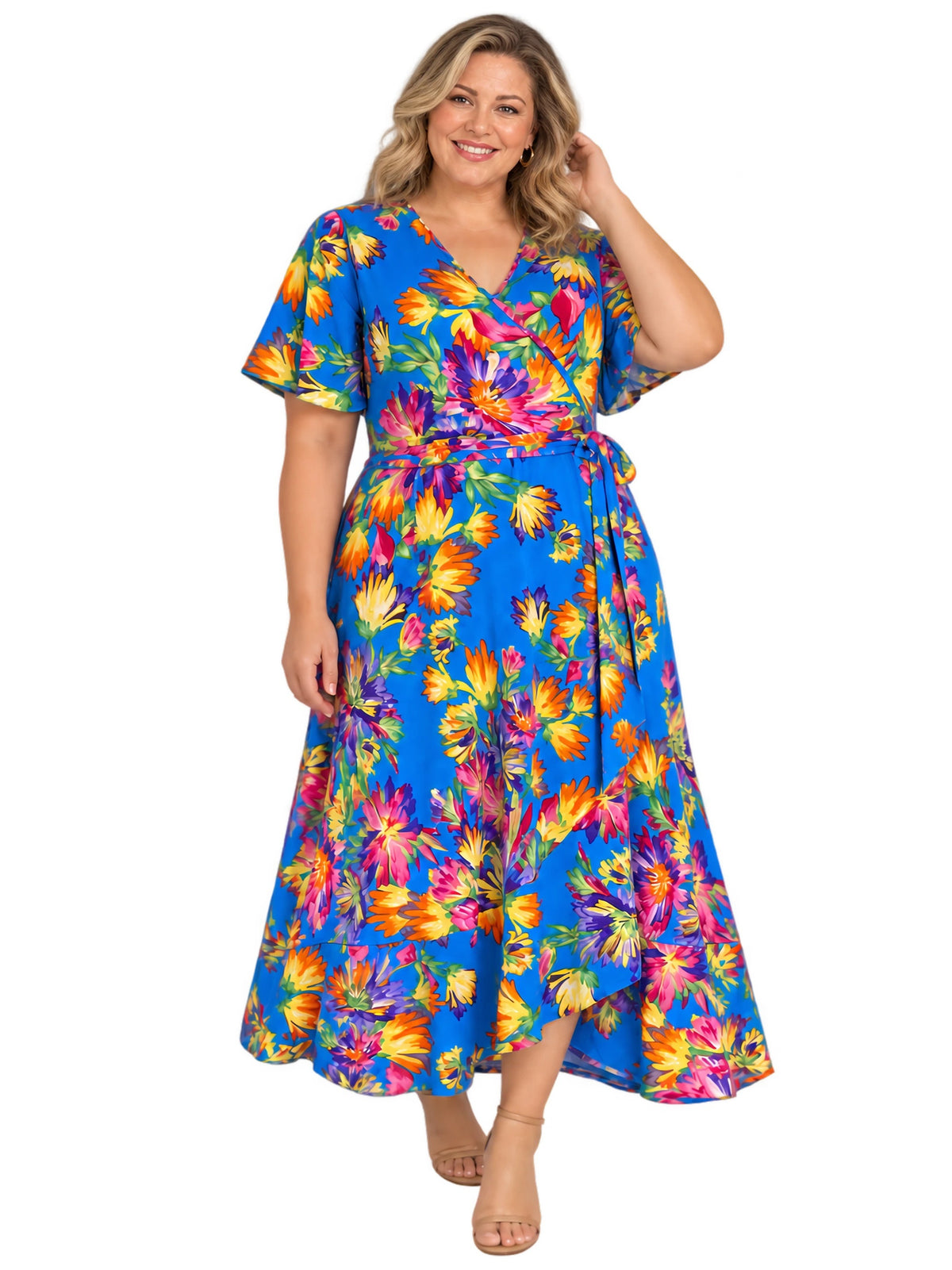 Amelia Tropical Bloom Wrap Dress